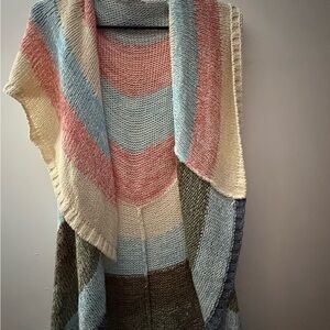 Cabi Pastel Multi-Stripes Open-Front Knit Shrug